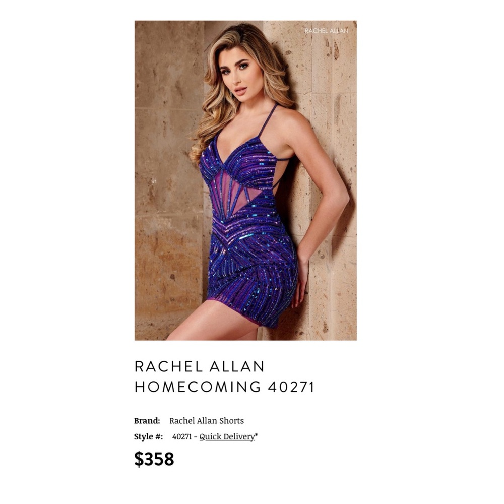 Purple, size 2, short/mini Rachel Allan Formal dress.